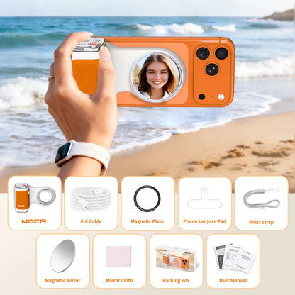 COMITOK MOCA iPhone Camera Assistant,1Click Lens Flip Shutter Grip/Detachable charging remote control+Optional Fill Light/Mirror