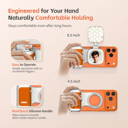 COMITOK MOCA iPhone Camera Assistant,1Click Lens Flip Shutter Grip/Detachable charging remote control+Optional Fill Light/Mirror