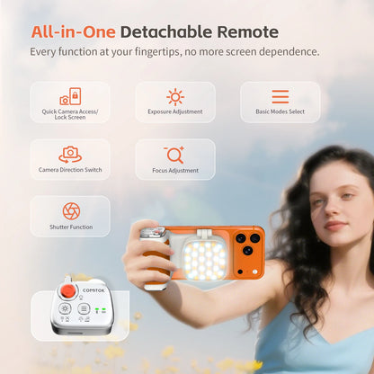 COMITOK MOCA iPhone Camera Assistant,1Click Lens Flip Shutter Grip/Detachable charging remote control+Optional Fill Light/Mirror